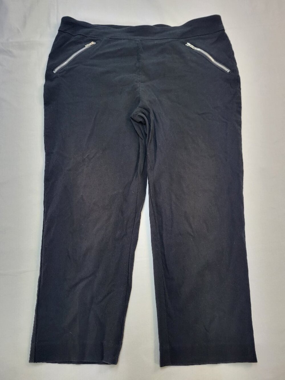Zac & Rachel Black Pull-On Ankle Pants Women's Size 10 Zip Pocket Detail